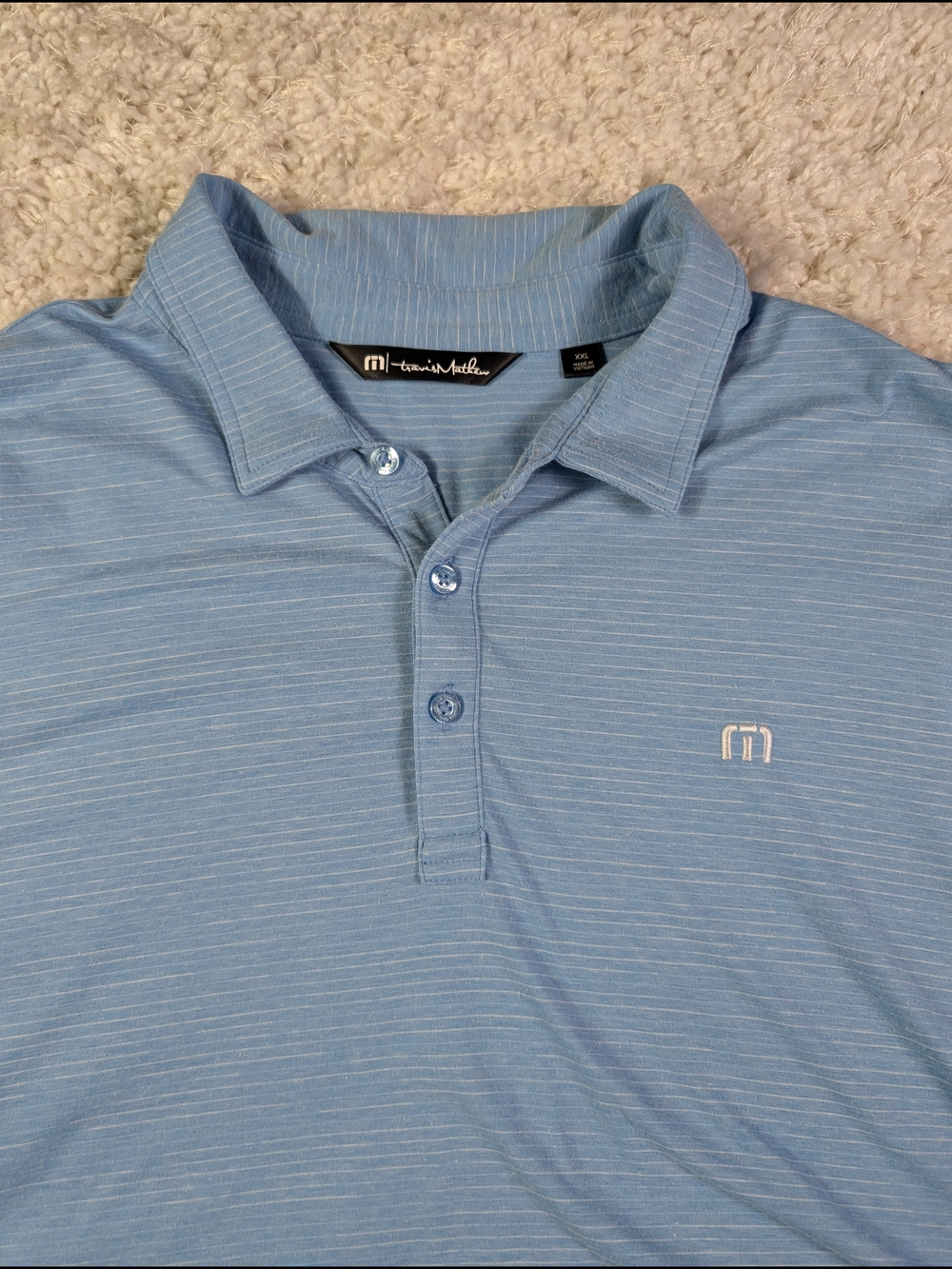 Travis Mathew Men's Light Blue Performance Polo